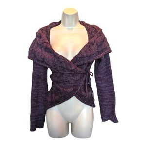 Silvia Novelli Purple Wrap cardigan Sweater Size M Italian Alpaca